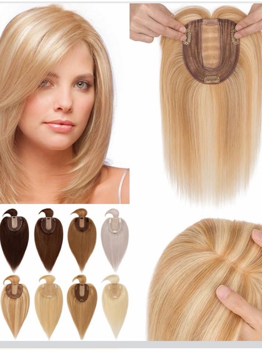 SEGO Hair Topper With Bangs Real Human Hair 6 Inch 12P613,10*12CM Silk Base 130